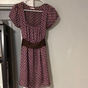 Brown and Purple Flutter Sleeve Sundress